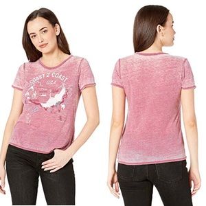 Lucky Brand Coast 2 Coast Embroidered Tee Size L